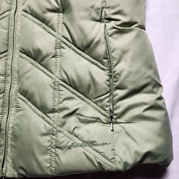 Eddie Bauer Womens XS Premium Quality Goose Down Puffer Vest Green Full Zip - Picture 3 of 9